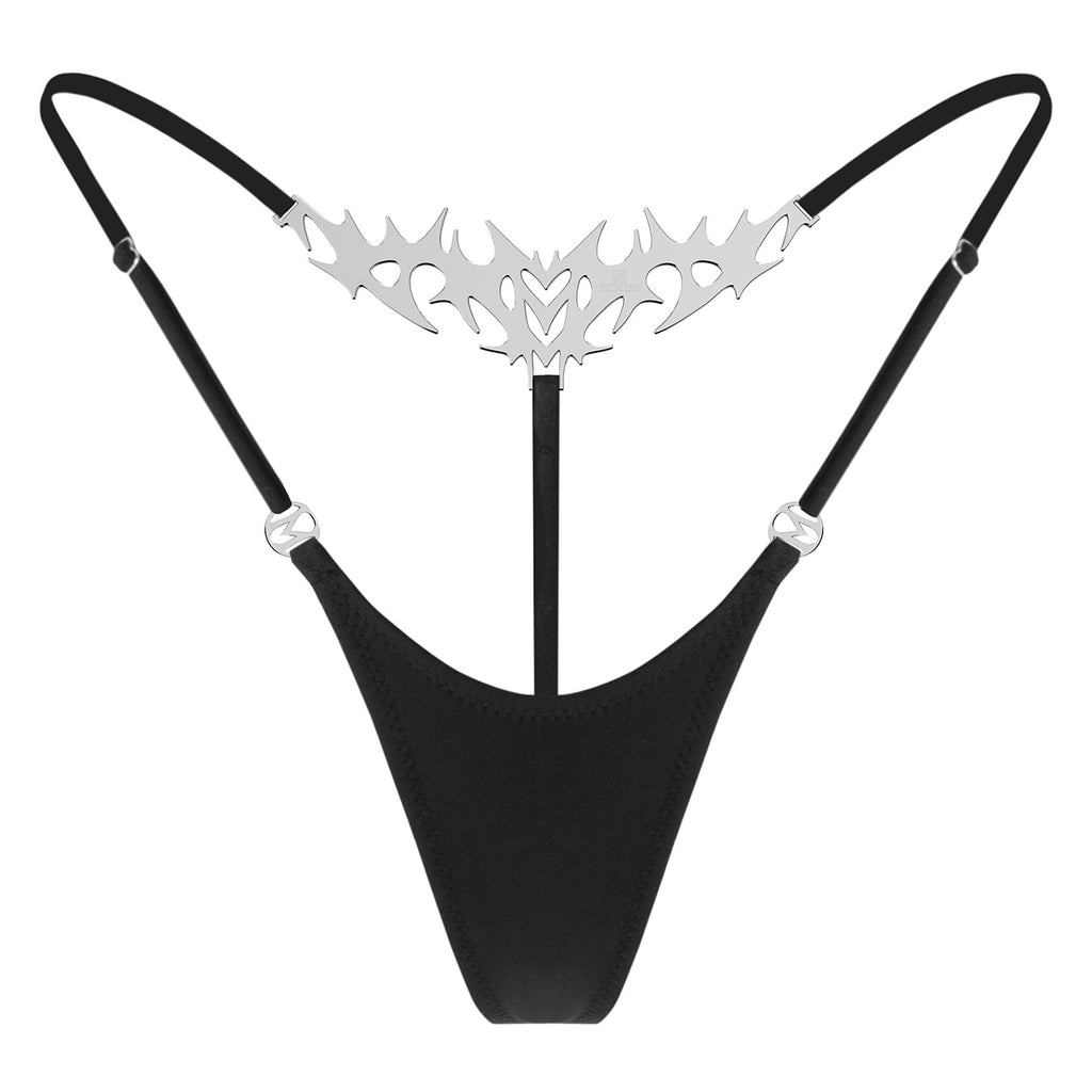 metal thong, tattoo thong, jewelry lingerie, lower back tattoo thong
